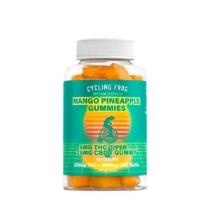Cycling Frog, 5mg THC + 25mg CBD Gummies, Mango-Pineapple, Full Spectrum, 40ct, 200mg THC + 1000mg CBD