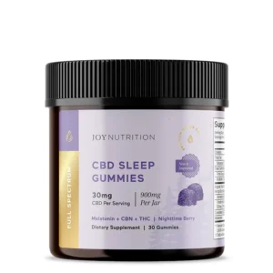 Joy Organics, CBD Sleep Gummies + CBN + THC, Nighttime Berry, Full Spectrum, 30ct, 30mg THC + 90mg CBN + 900mg CBD