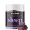 cbdMD, Sleep CBD Gummies, Raspberry, Full Spectrum, 30ct, 90mg THC + 600mg CBN + 1500mg CBD
