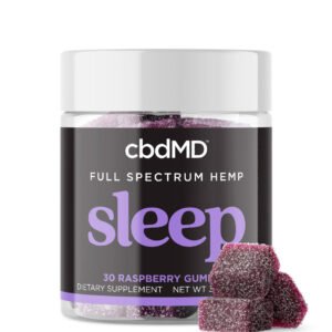 cbdMD, Sleep CBD Gummies, Raspberry, Full Spectrum, 30ct, 90mg THC + 600mg CBN + 1500mg CBD